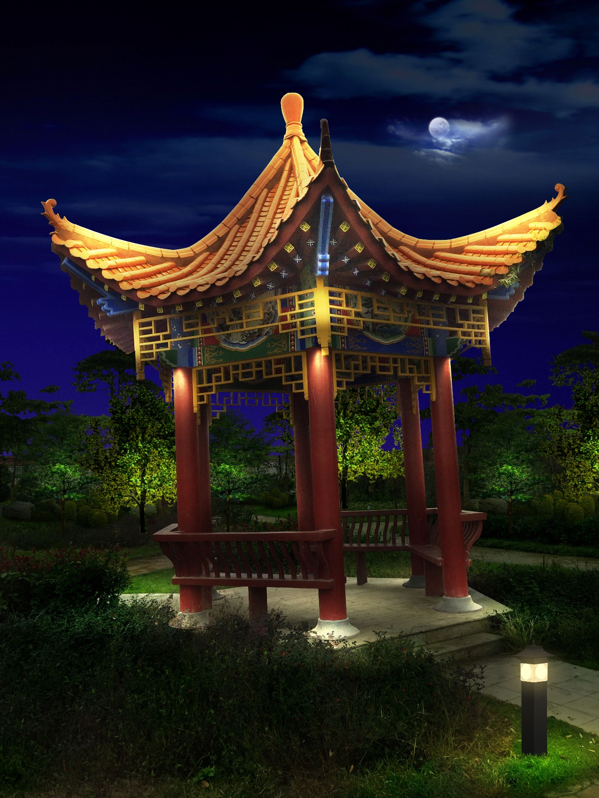 阜南縣清河公園，體育公園景觀(guān)亮化
